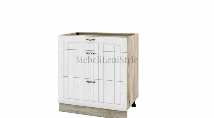 Кухненски долен шкаф с три чекмеджета АРФ - Бяло фладер - 04 - 120 Без термоплот