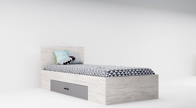 Легло "Сидни М1" - дъб бланко/сиво