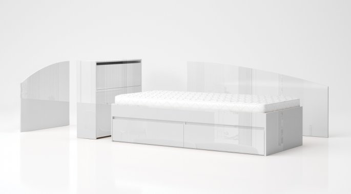 Легло "Лео 90" - бял гланц