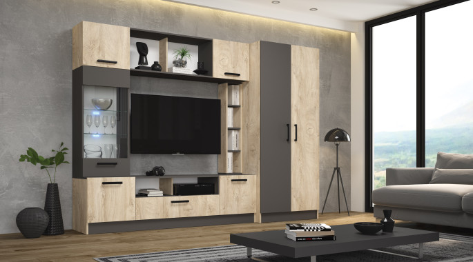 Секция "Опал 2"   - Дъб елеганс/ графит