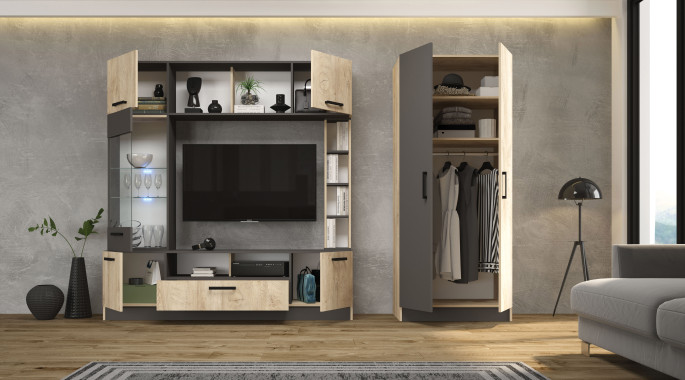 Секция "Опал 2"   - Дъб елеганс/ графит