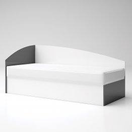 Единични легло "Лео 3" - антрацит гланц/бял гланц