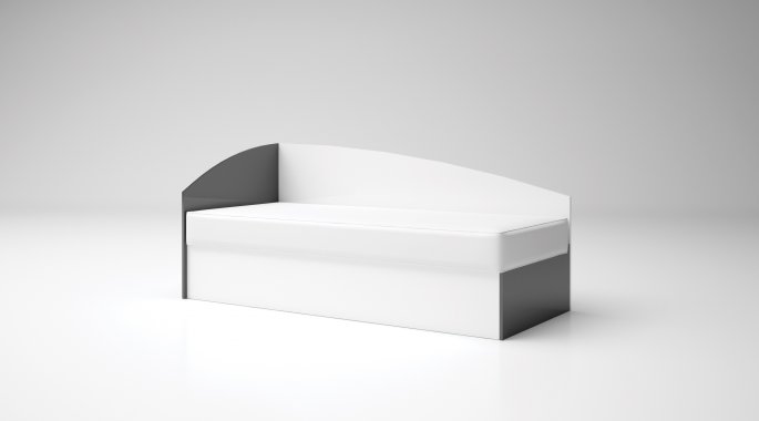 Единични легло "Лео 3" - антрацит гланц/бял гланц