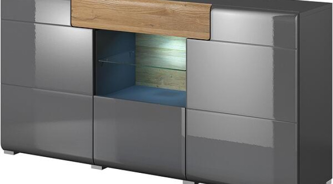 Модул "Толедо 26" Бял гланц и светъл дъб сан ремо