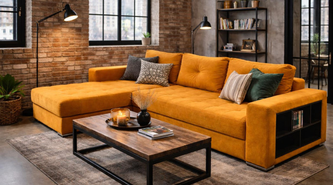 Ъглов диван "Катания с етажерка " Ъглов диван "Катания с етажерка "