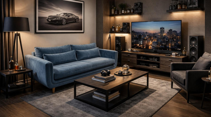 Разтегателен диван "Солано " - Син