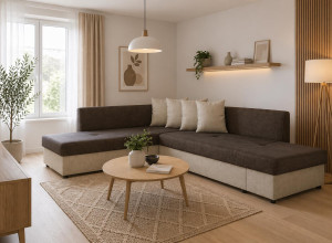 Ъглов Диван "Кати" - сиво/бяло